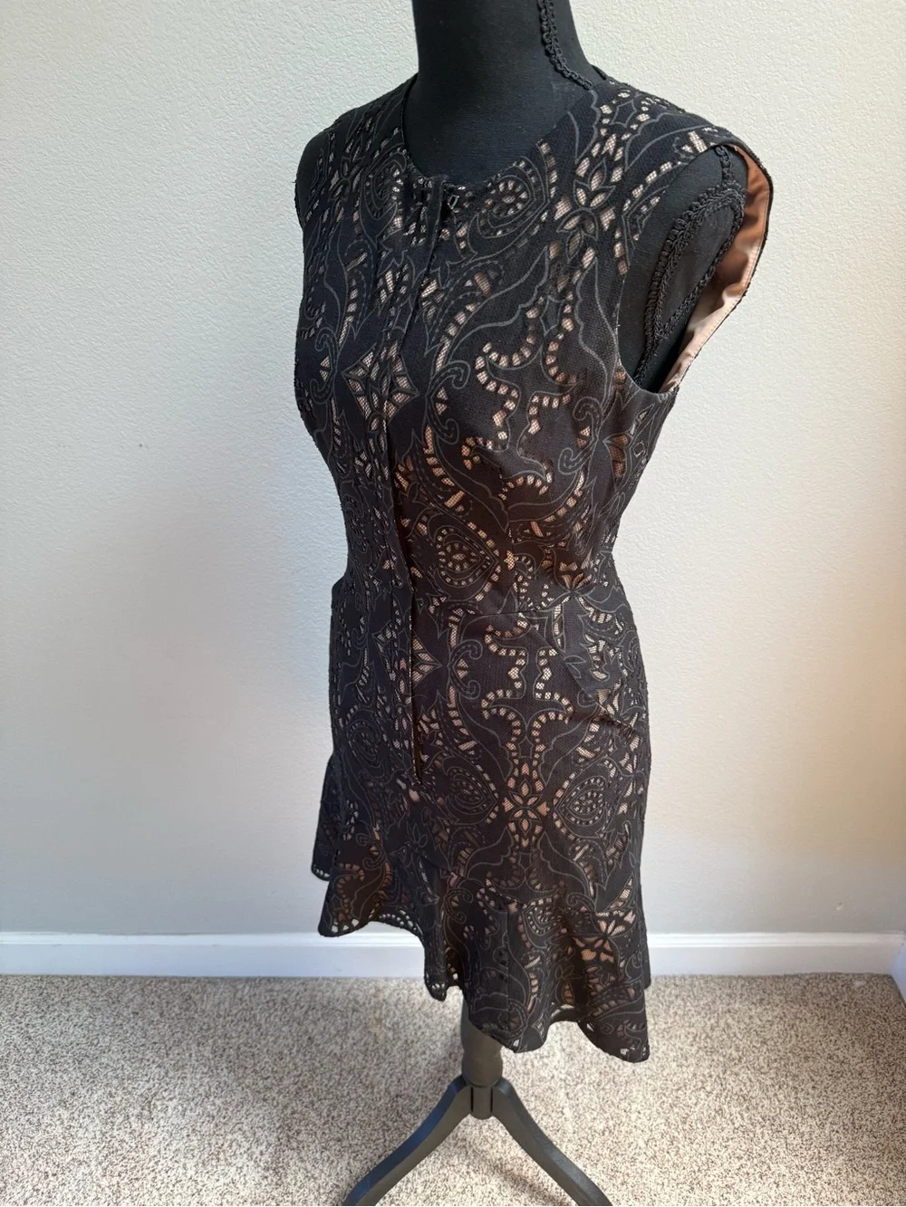 BCBGMaxAzria Black Lace Fit-and-Flare Mini Dress - Picture 4 of 4